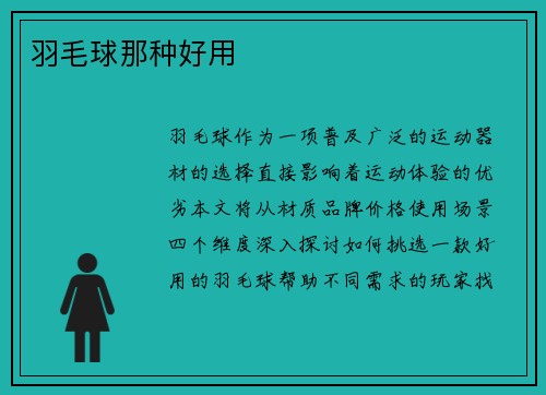 羽毛球那种好用